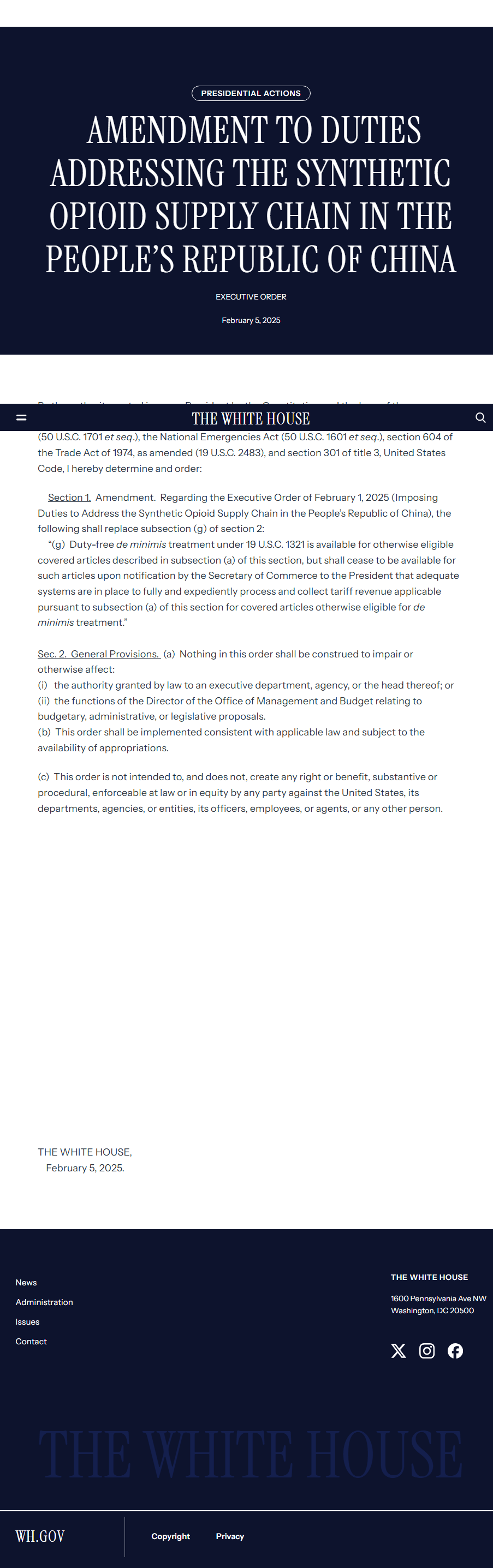 特朗普恢复对800美元以下货物的“De Minimis”关税豁免