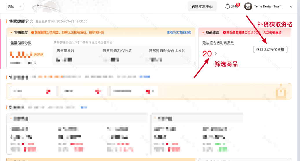Temu售罄健康分功能介绍