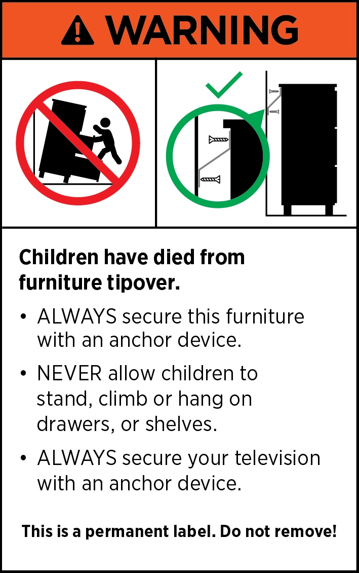 澳大利亚易倾倒家具商品标签的部分内容示例