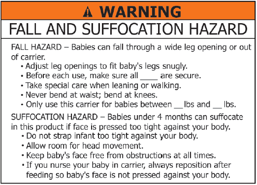 美国婴儿软背带说明书内容示例