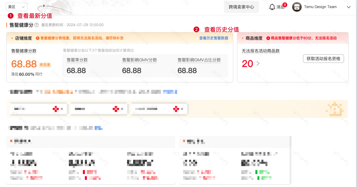 Temu售罄健康分功能介绍