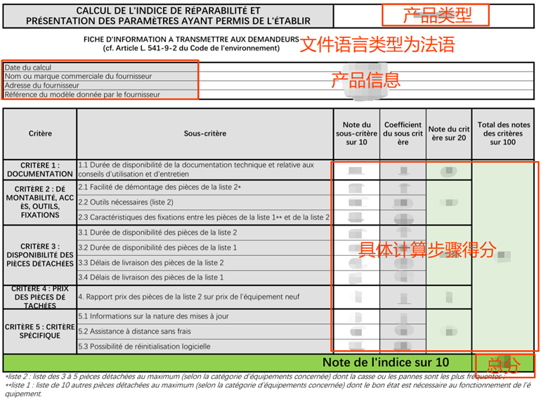 法国可修复性指数（FR-Repairability index）上传文件指引