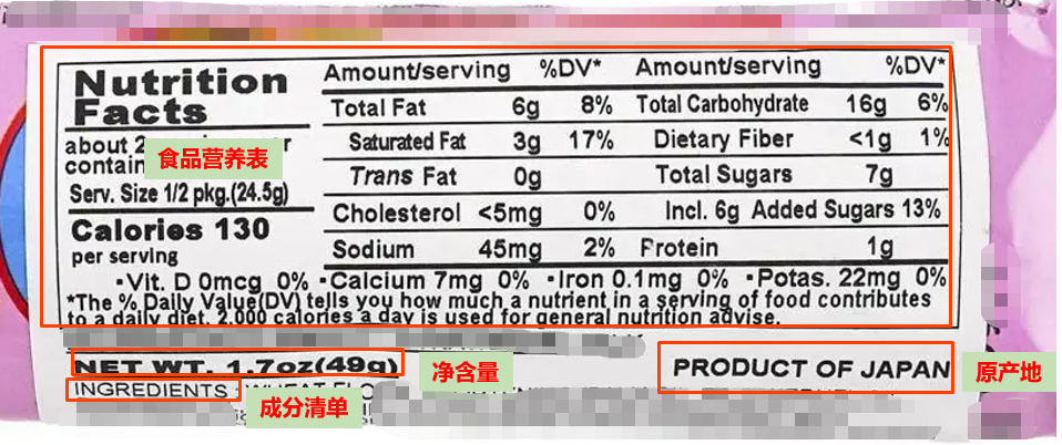 美国坚果零食类食品实物标签案例解读